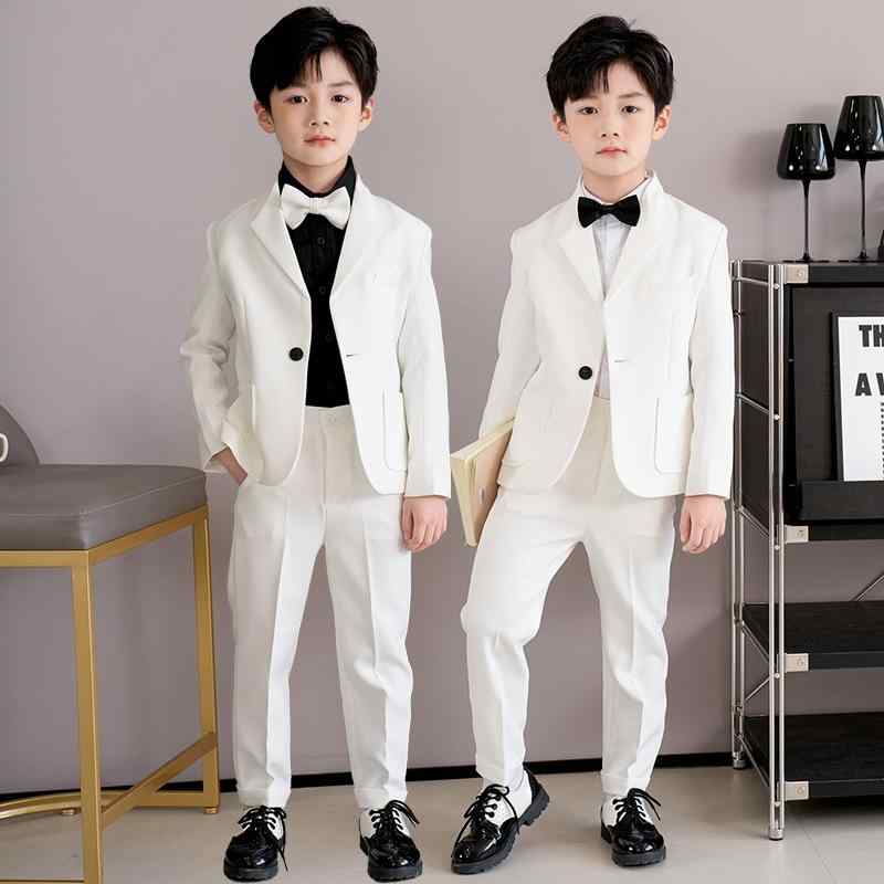 Rakuten - スーツ キッズ 男の子 女の子 セットアップ 春夏 礼服 フォーマル 発表会 演奏会 ピアノ フラワーボーイ ジャケット パンツ 蝶ネクタイ シャツ かわいい ホワイト ブラック ポリエステル 清潔感