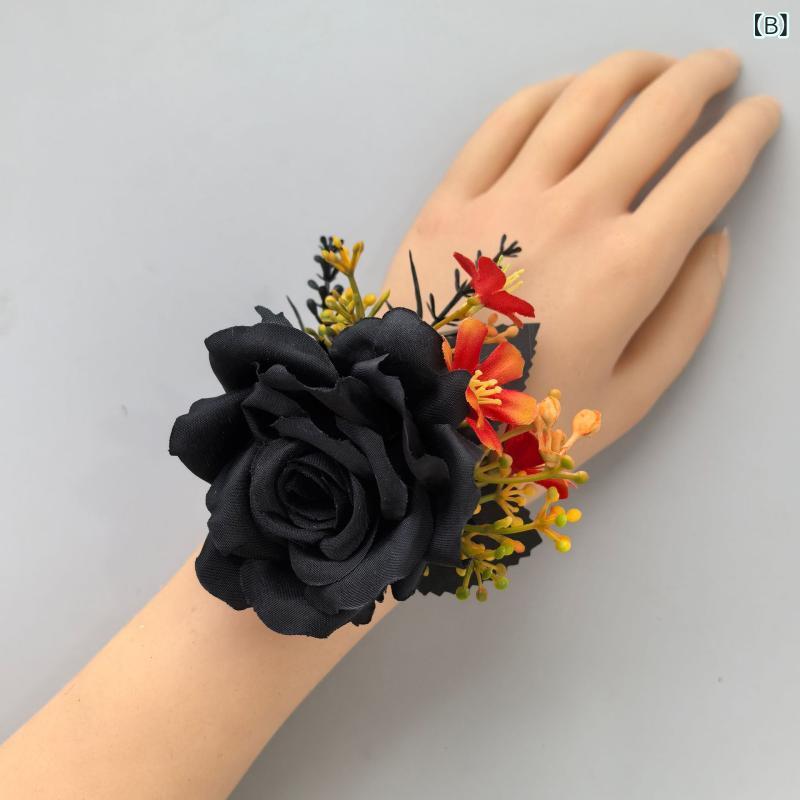 フロントップ楽天市場店のブローチ メンズ 男性用 コサージュ 薔薇 バラ ローズ 造花 フラワー ハンドメイド 結婚式 ハロウィン パーティー 新郎 ゴシック ダーク 装飾 華やか 上品 シック 高級感 フォーマル ブラック｜アングル3