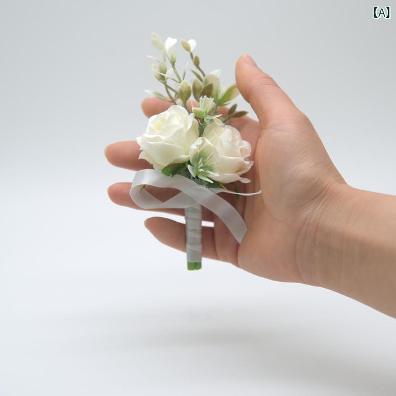 フロントップ楽天市場店のコサージュ メンズ レディース 結婚式 披露宴 二次会 ブートニア リストブーケ バラ 薔薇 造花 アーティフィシャルフラワー 新郎 新婦 ブライズメイド パーティー 華やか 上品 布製 ホワイト レッド ピンク ナチュラル｜アングル2