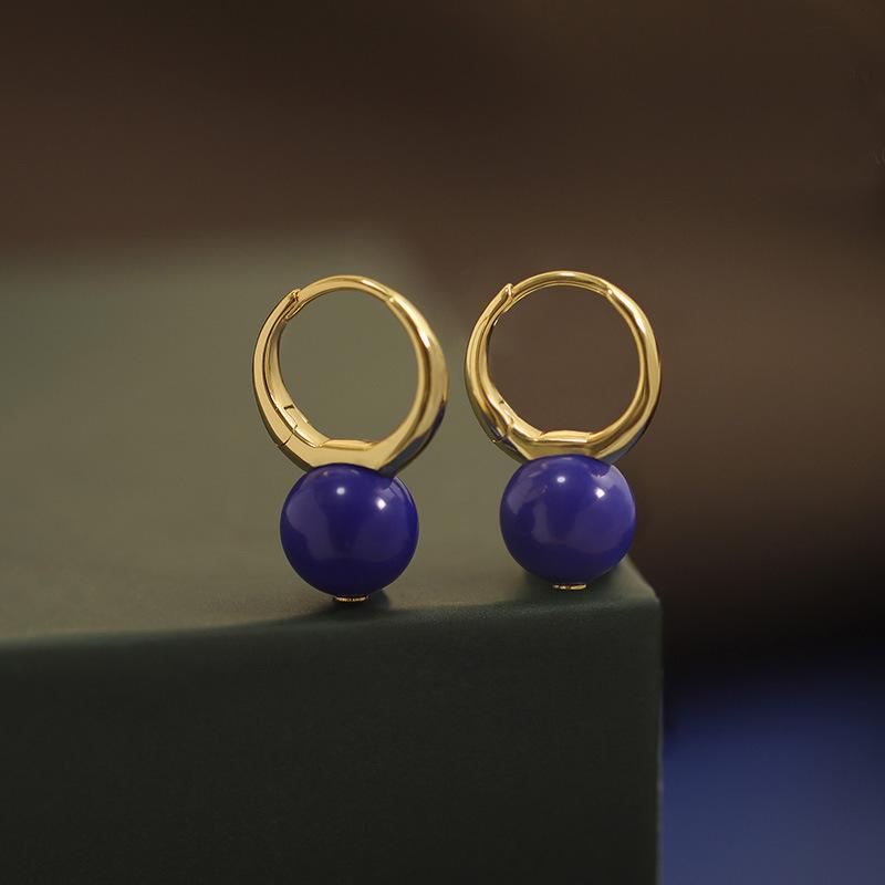 Other - ピアス レディース ラピスラズリ 天然石 アクセサリー ジュエリー 中華風 シンプル 上品 高級感 ヴィンテージ風 レトロ フープピアス ジオメトリック 普段使い デイリー パーティー フォーマル おしゃれ かわいい 春夏