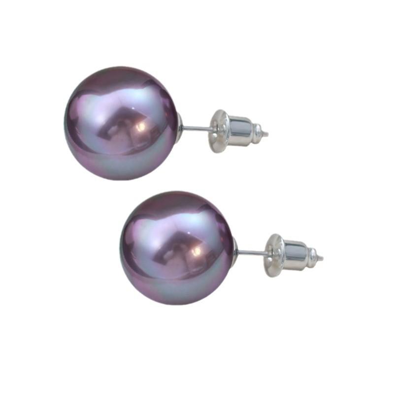 Rakuten - 耳飾り レディース 女性用 ピアス イヤリング シルバー パール パール 8mm 10mm 12mm 14mm モカブラウン シンプル 幾何学 丸型 電気メッキ加工 通勤 オフィス 普段使い ジュエリー アクセサリー