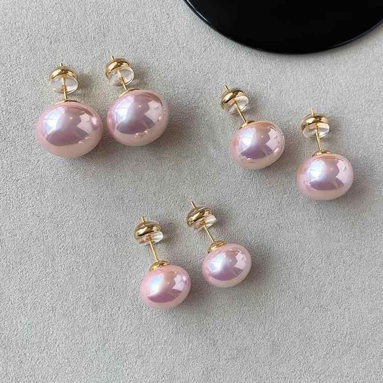 Opal - ピアス レディース シルバー パール ピンク パール 高級感 上品 かわいい 清楚 華奢 アクセサリー 電気メッキ加工 ラウンド 金属 結婚式 普段使い オフィス シンプル エレガント 小ぶり きれいめ 贈り物