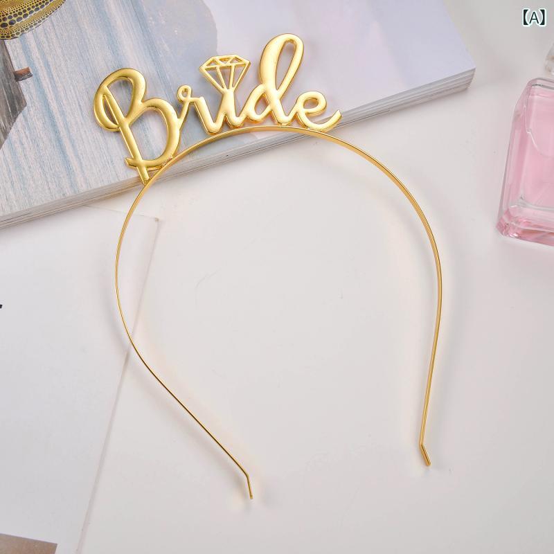 カチューシャ メンズ レディース ヘッドドレス 髪飾り ヘアアクセサリー 結婚式 ウェディング ブライダル ティアラ bride 英字 アルファベット パーティー 合金 電気メッキ加工 金 銀 ローズゴールド 春夏