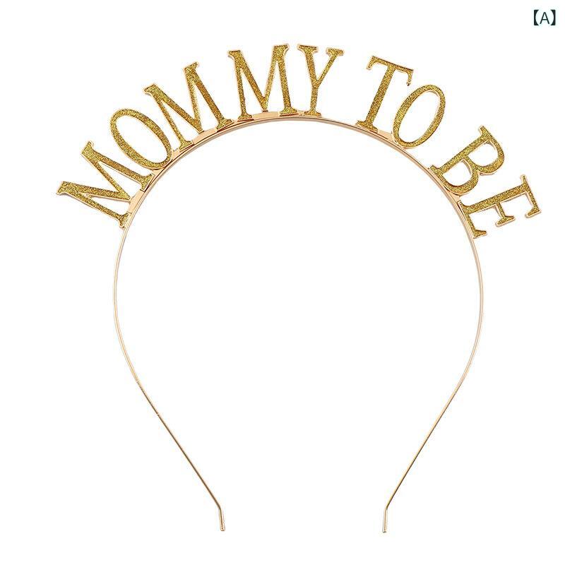 カチューシャ レディース 妊婦 プレママ マタニティ ヘアアクセサリー ヘアバンド ヘッドドレス MOMMY TO BE 英字ロゴ メッセージ パーティー イベント お祝い プレゼント ギフト 欧米風 シンプル おしゃれ 上品 合金素材 電気メッキ加工