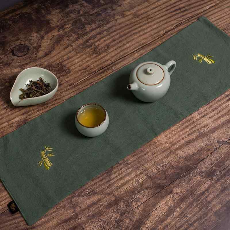 樂天商城 - 茶巾 中国風 刺繍 綿麻 防水 撥水 厚手 テーブルマット ランチョンマット コースター ティーマット 敷物 茶器 お茶用品 布製 コットンリネン 刺しゅう キッチン雑貨 インテリア アジアン モダン おしゃれ 高級感 来客用 無地