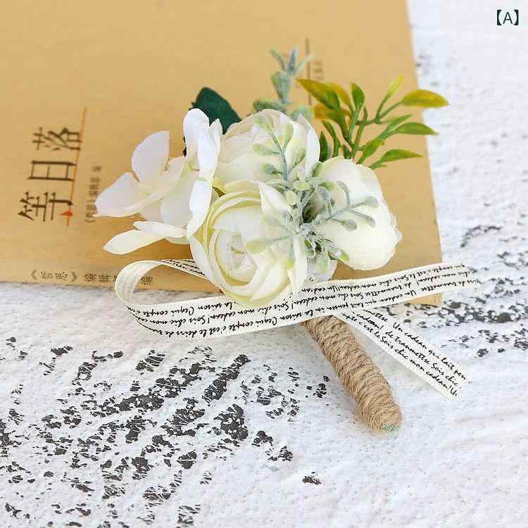 ブローチ メンズ レディース コサージュ ブートニア 襟飾り バラ 薔薇 ローズ 造花 結婚式 披露宴 二次会 ウェディング ブライダル 挙式 ベージュ アイボリー フォーマル セレモニー 華やか 上品 高級感