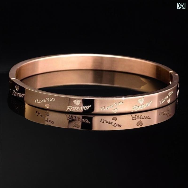 Leather - ブレスレット レディース バングル ステンレス 錆びにくい 変色しにくい 電気メッキ加工 上品 高級感 華奢 シンプル ニュアンス アルファベット 英文字 秋冬 ゴールド ローズゴールド シルバー 普段使い
