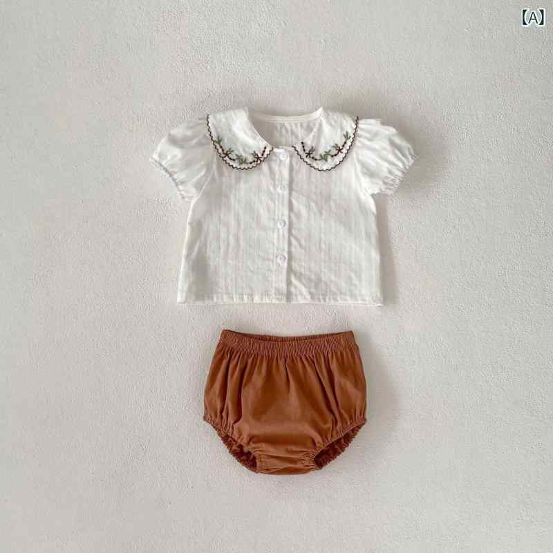 セットアップ 女の子 ベビー キッズ 幼児 春夏 半袖 トップス ブルマパンツ 刺繍 ...