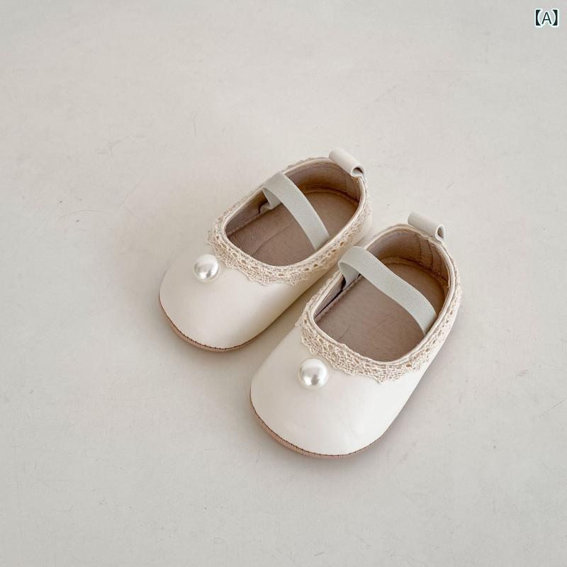 革靴 女の子 ベビー ファーストシューズ ラウンドトゥ パール レトロ 韓国 ぺたん...
