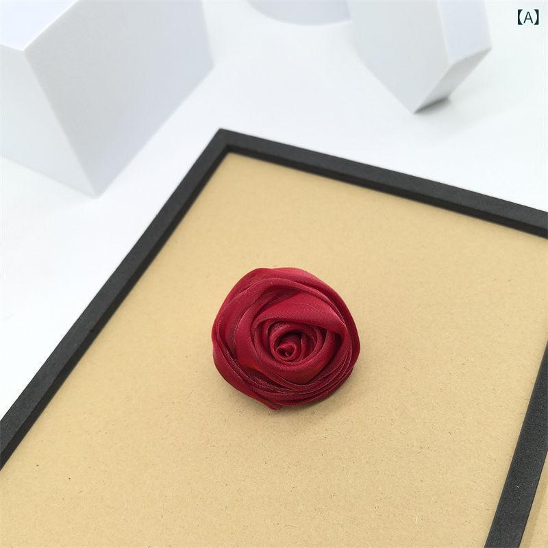フロントップ楽天市場店のブローチ レディース コサージュ ピン 薔薇 ローズ 花 オーガンジー 韓国 おしゃれ 高級感 ハンドメイド 華やか 上品 結婚式 卒業式 入学式 アクセサリー ワインレッド ブラック ベージュ 春夏 個性的｜アングル2