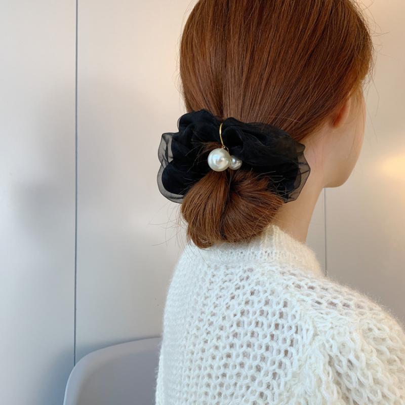 シュシュ レディース ヘアゴム シフォン パール フレンチスタイル 髪飾り エレガン...