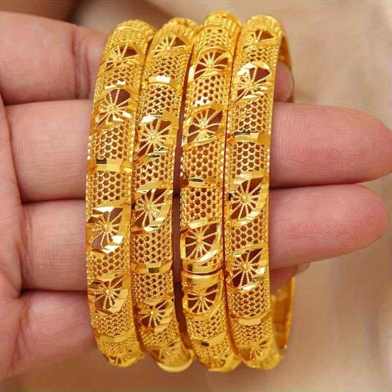 Other - バングル レディース 銅 24K 電気メッキ加工 オープンタイプ アクセサリー ジュエリー 腕輪 ブレスレット 手元 エスニック アフリカ 中東 欧米風 個性的 華やか ゴージャス ゴールド おしゃれ 普段使い パーティー 結婚式 春