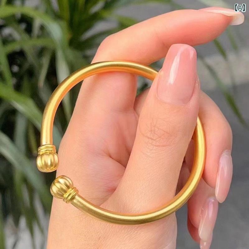フロントップ楽天市場店のバングル レディース ブレスレット アクセサリー ジュエリー 新中華スタイル オープンタイプ 南瓜 パンプキンビーズ 福文字 ラッキー 縁起物 ゴールド 電気メッキ加工 亜鉛合金 高級感 華やか ヴィンテージ風 秋冬 エスニック 民族調 普段使い パーティー｜アングル2