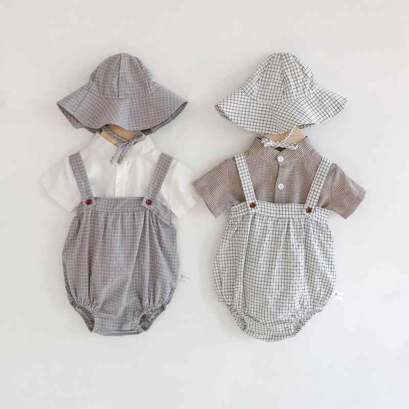・カテゴリ: 子供服セットアップ・性別: 女の子・スタイル: カジュアル・セット内容: パンツセット・セット点数: 3点セット・対象年齢: 乳幼児（1-3歳）・袖丈: 半袖・フード: 取り外し可能・パンツ丈: ショートパンツ・厚さ: 普通・柄: 花柄・要素: セットアップ、ブリティッシュスタイル、トレンド・主な素材: 綿・カラー展開: オフホワイト（キャミソール）、グレー（キャミソール）、オフホワイト（シャツ）、チェック（シャツ）・サイズ展開: 66cm、73cm、80cm、90cm