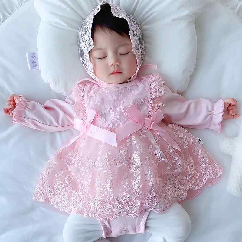ワンピース 女の子 ベビー 1歳 誕生日 結婚式 セレモニー ドレス 子供服 フォーマル 長袖 レース プリーツ コットン 綿 春秋 韓国 かわいい おしゃれ ガーリー フリル ピンク ホワイト レッド