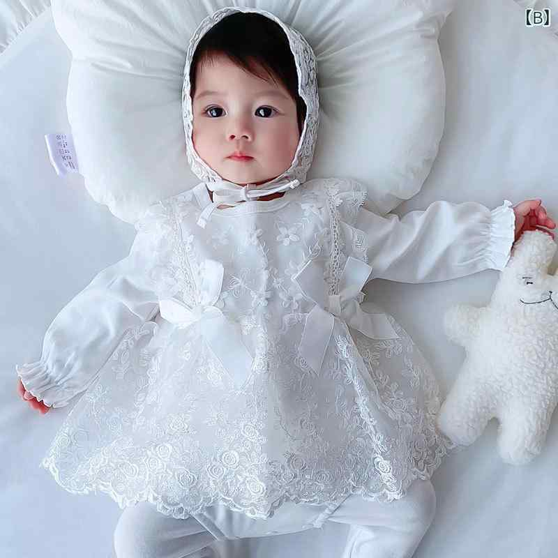 ワンピース 女の子 ベビー 1歳 誕生日 結婚式 セレモニー ドレス 子供服 フォーマル 長袖 レース プリーツ コットン 綿 春秋 韓国 かわいい おしゃれ ガーリー フリル ピンク ホワイト レッド 3
