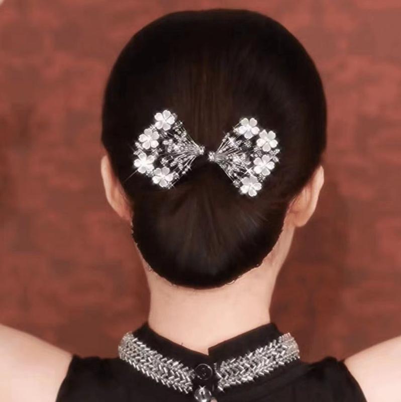 お団子ヘアメーカー レディース 高級感 クジャク 羽根 モチーフ 髪飾り ヘアアクセ...