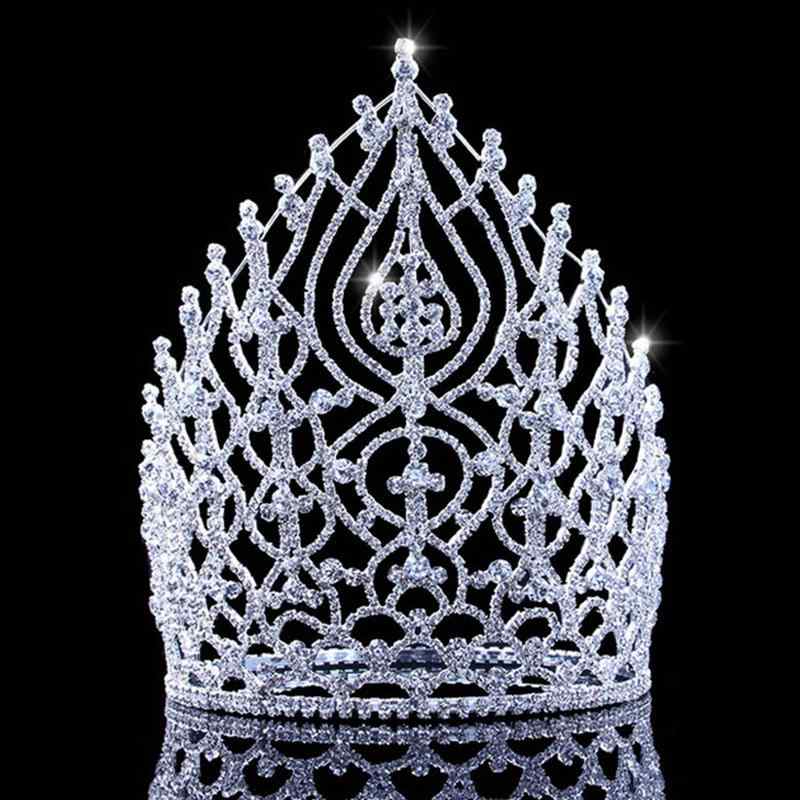 ティアラ レディース ヘアアクセサリー 王冠 髪飾り 大きいサイズ 欧米風 豪華 高級感 ラインストーン クリスタル 電気メッキ加工 結婚式 誕生日 ミスコン ページェント 舞台用 小道具 イベント 華やか キラキラ 大ぶり プリンセス 金 銀