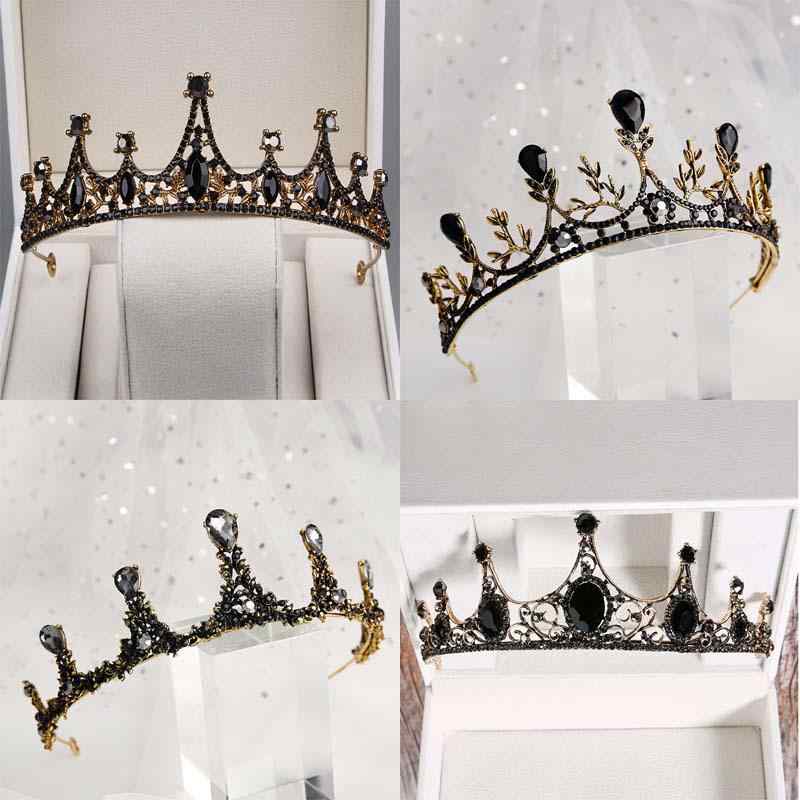 カチューシャ レディース ティアラ ヘアアクセサリー ヘッドドレス 髪飾り 王冠 冠 ヴィンテージ風 バロック風 黒 合金 電気メッキ加工 結婚式 パーティー 誕生日 ブライダル ウェディング 花嫁 アンティーク風 華やか