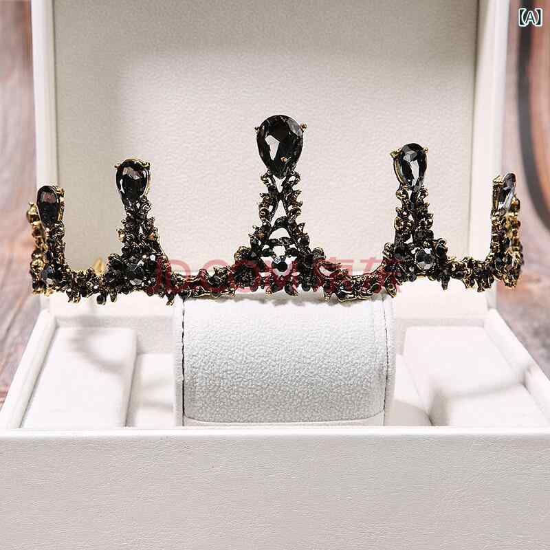 フロントップ楽天市場店のカチューシャ レディース ティアラ ヘアアクセサリー ヘッドドレス 髪飾り 王冠 冠 ヴィンテージ風 バロック風 黒 合金 電気メッキ加工 結婚式 パーティー 誕生日 ブライダル ウェディング 花嫁 アンティーク風 華やか｜アングル2