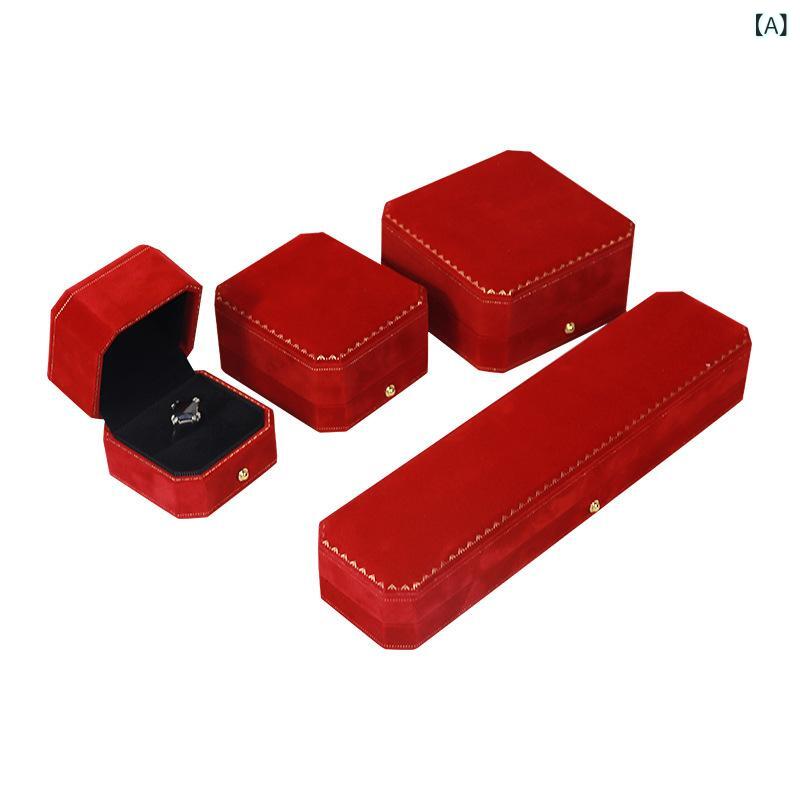 Accessories Supplies - ジュエリーボックス メンズ レディース アクセサリーケース 宝石箱 八角形 ゴールドライン 欧風 ヴィンテージ風 高級感 指輪 ネックレス ペンダント ブレスレット バングル ピンク レッド ブルー インテリア 小物入れ