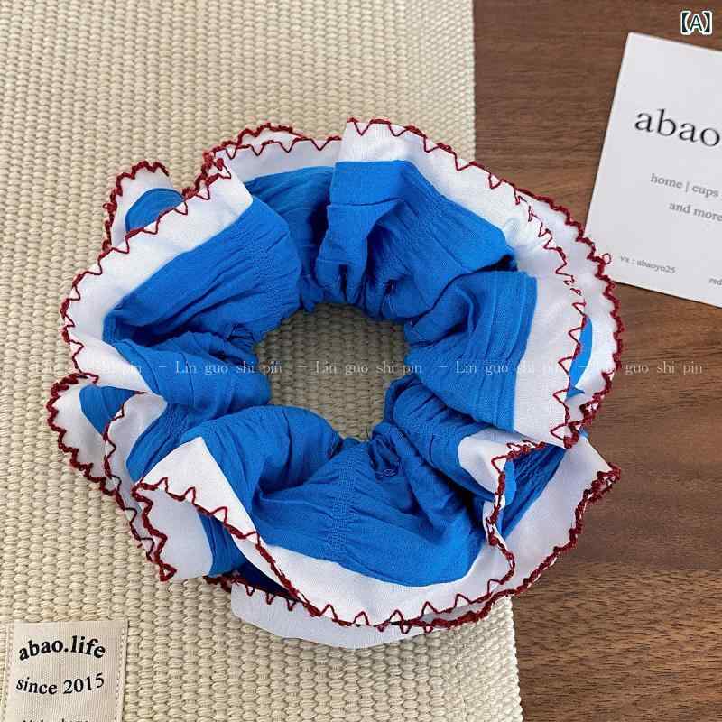 ・カテゴリ: シュシュ・素材: 布・製造工程: ハンドメイド・カラー展開: ブルー、レッド・要素: プリーツ・スタイル: 韓国・仕様: 高弾力・スタイルイメージ: 、スイート