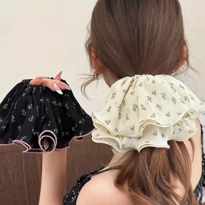 シュシュ レディース ヘアアクセサリー ヘアゴム 髪留め ヴィンテージ風 小花柄 チ...