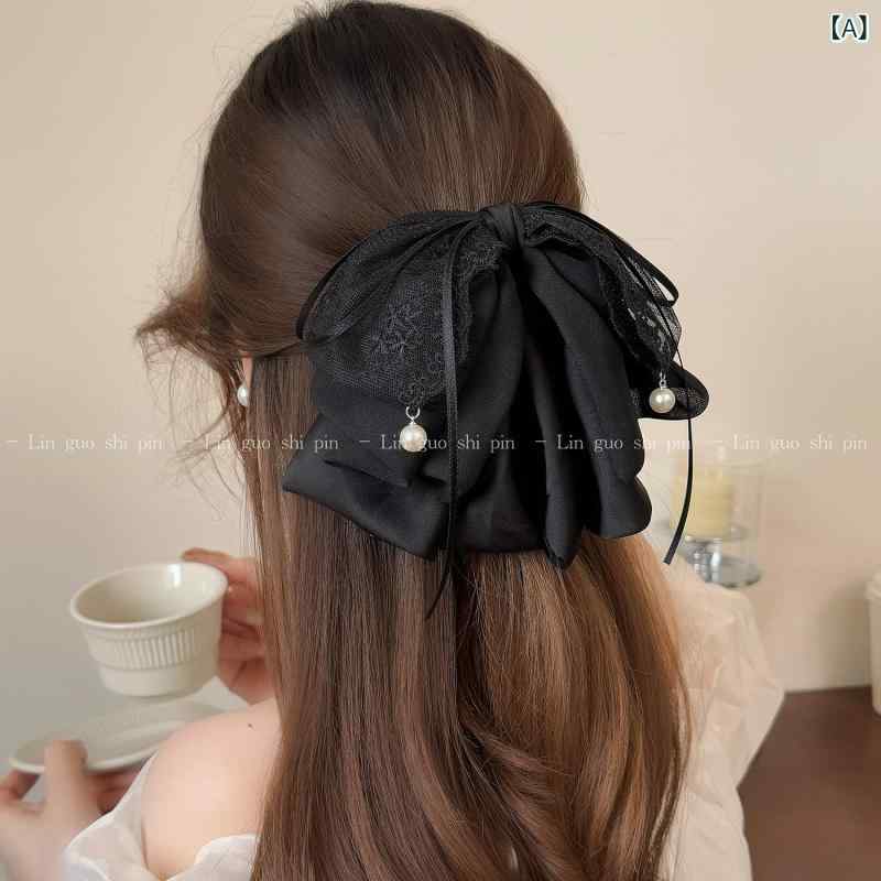 ・カテゴリ: ヘアアクセサリー・素材: メッシュ・スタイル: 韓国・加工: ハンドメイド・種類: ポニーテールクリップ・: リボン・テイスト: フェミニン・対象: レディース・カラー展開: ブラック、オフホワイト