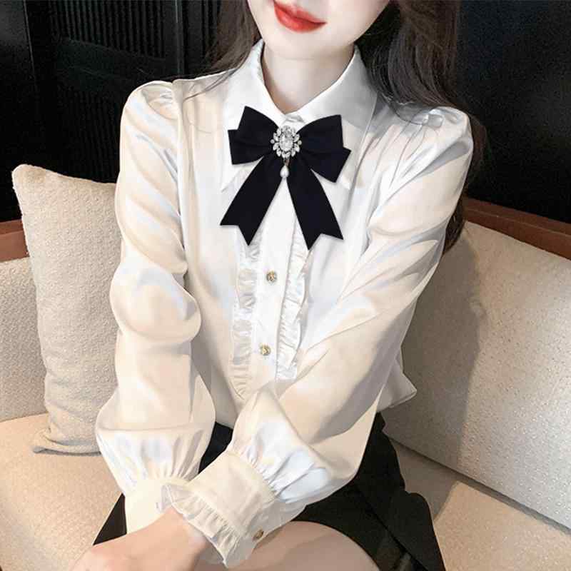 C, G - リボンタイ レディース 襟飾り アクセサリー ブローチ 高級感 ベロア メノウ 制服 スクール風 シャツ ブラウス 秋冬 フォーマル カジュアル 黒 赤 ワインレッド 上品 大人 かわいい おしゃれ