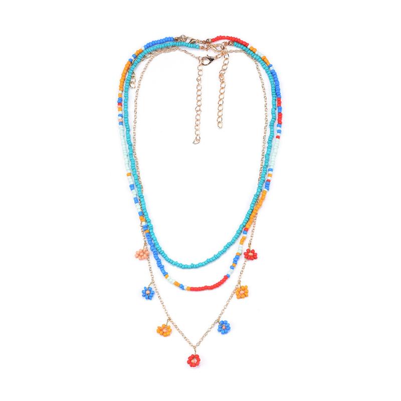 Necklaces, Braclets - ネックレス レディース 欧米風 ボヘミアン エスニック ハンドメイド ビーズ フラワー 花 シェル 貝殻 セット 電気メッキ加工 リゾート ビーチ 海 アクセサリー ジュエリー フェミニン ガーリー 大人かわいい 春夏