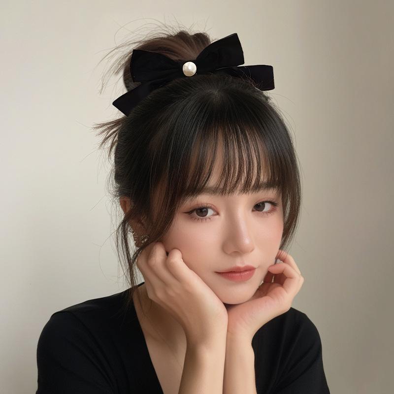 バレッタ レディース リボン ベルベット パール 蝶結び 髪留め フレンチ ヴィンテージ風 上品 エレガント 春夏 普段使い 結婚式 パーティー ブラック ワインレッド ブルー ベロア かわいい おしゃれ 大人