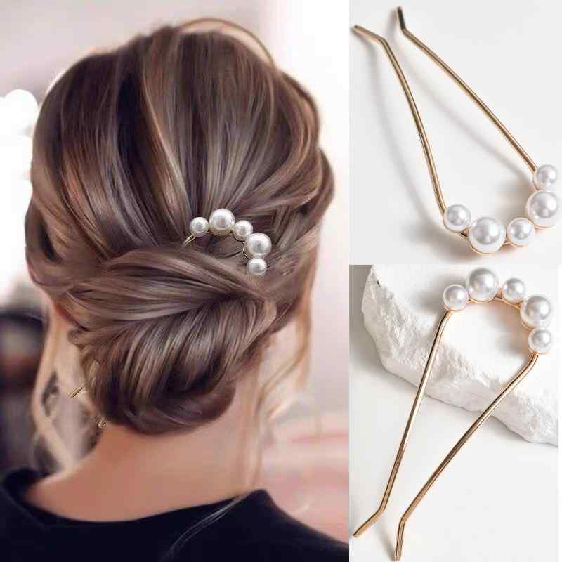 かんざし レディース パール ヘアアクセサリー U字型 シンプル 和装 チャイナスタ...