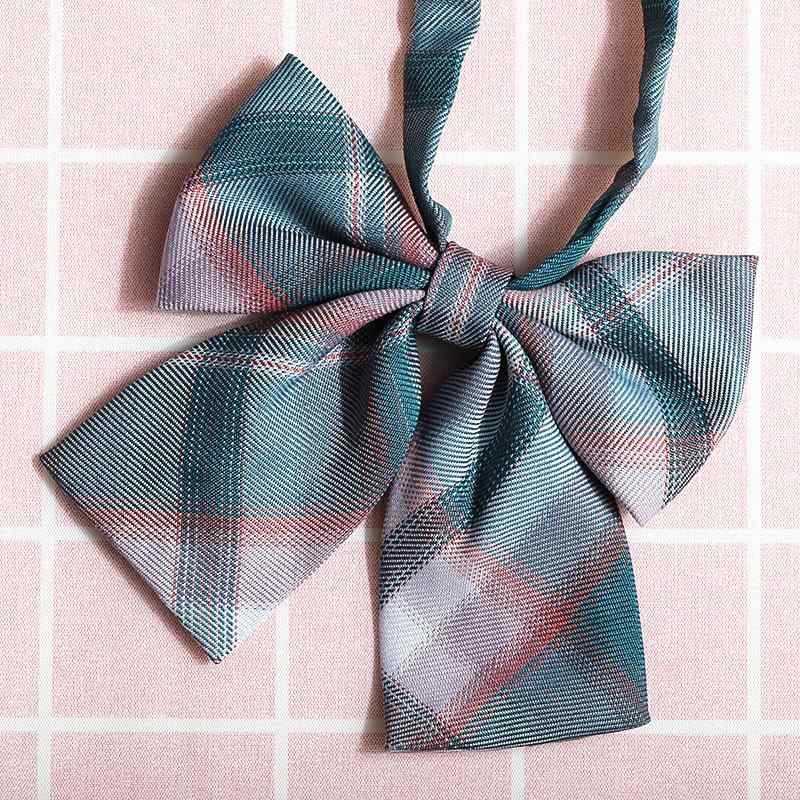 Other - ネクタイ メンズ レディース チェック柄 リボン 制服 スクール ターコイズ ブルー グレー 卒入学 イベント ワンタッチ 簡単装着 女子高生 アカデミー 矢印型 細身 スリム おしゃれ かわいい カジュアル フォーマル アクセサリー オールシーズン ポ