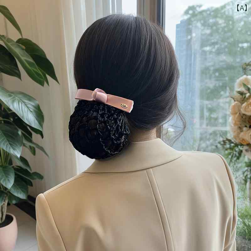 バレッタ キッズ 女の子 シニヨンネット リボン ヘアアクセサリー 髪飾り お団子用...