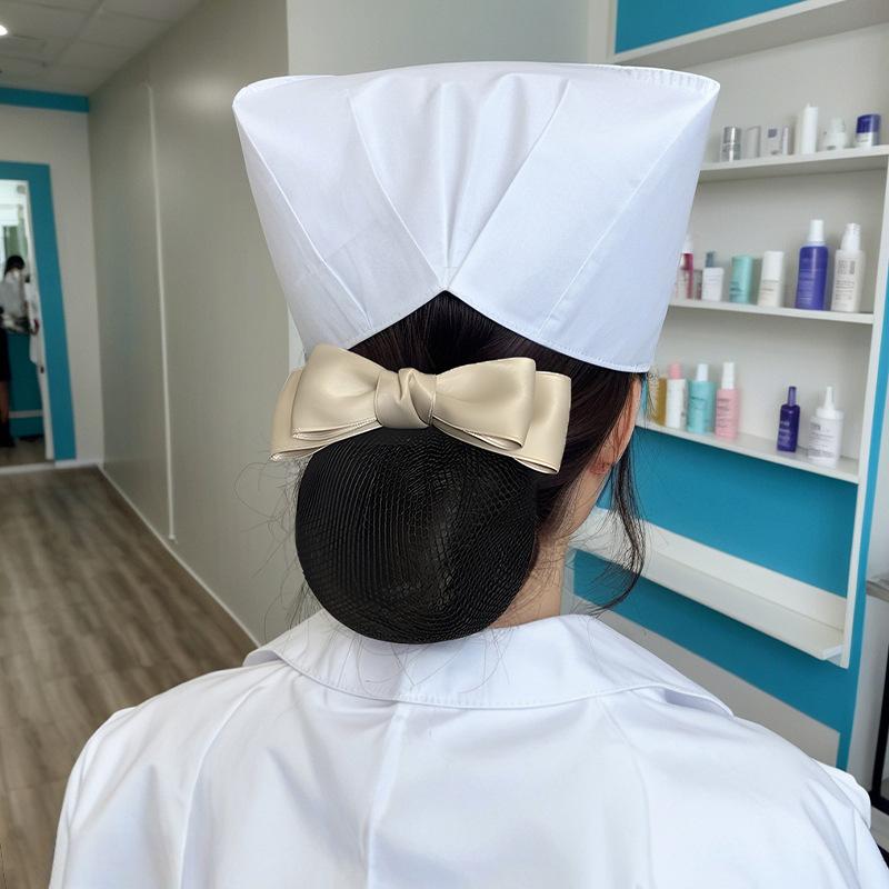 ネットバレッタ レディース シニヨン 髪留め ヘアアクセサリー リボン 高級感 大人かわいい 綺麗め エレガント 看護師 接客用 オフィス ブラック ネイビー ピンク 春夏 お団子 クリップ フォーマル