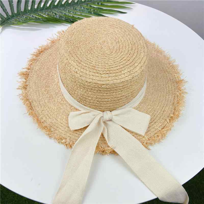 Straw Hat - 麦わら帽子 レディース ストローハット ラフィア 天然素材 リボン 日除け 紫外線対策 UVカット 遮光 つば広 平天 ベージュ 大人かわいい フェミニン ナチュラル 海 ビーチ リゾート オールシーズン