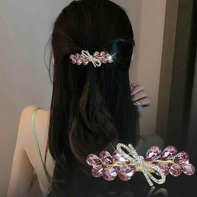 ・カテゴリ: ヘアアクセサリー・素材: 水晶・装飾素材: 亜鉛合金・: リボン・種類: バレッタ・加工: クリスタル装飾・スタイル: ファッション、通勤・対象: レディース・カラー: クリスタル