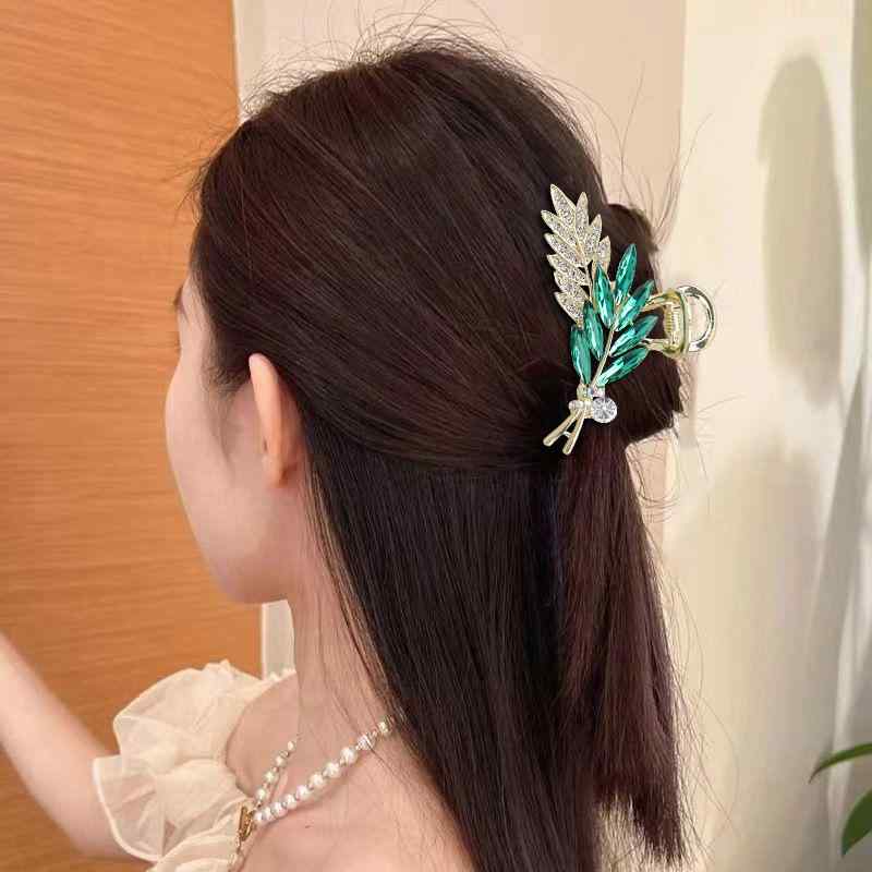 ・カテゴリ: ヘアアクセサリー・タイプ: バンスクリップ・素材: 人工水晶・: 麦の穂・モチーフ: 植物・花・加工: クリスタル装飾・カラー展開: インクブルー、エメラルドグリーン・対象: レディース・スタイル: