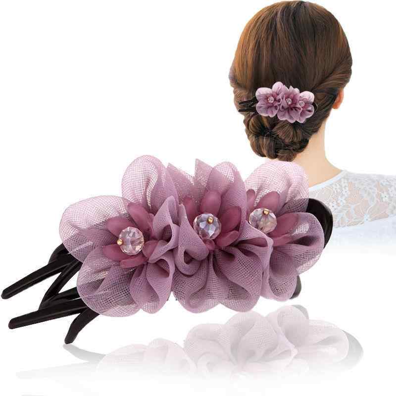 乐天商城 - ヘアクリップ レディース ダッカール ヘアアクセサリー 髪留め フラワー 布製 シフォン チュール ハンドメイド まとめ髪 ヘアアレンジ ハーフアップ 普段使い 結婚式 大人かわいい 韓国 ヴィンテージ風 ピンク 秋冬