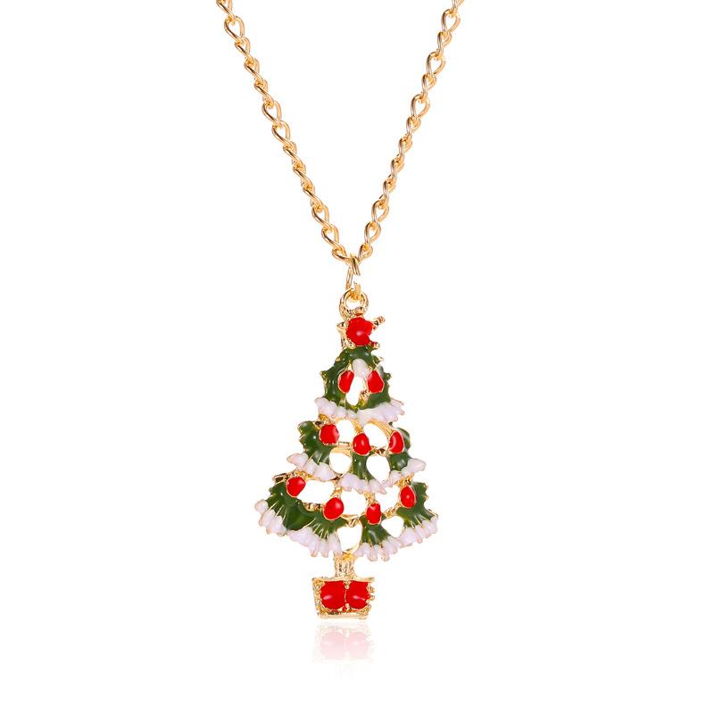 ネックレス ピアス セット レディース クリスマスツリー モチーフ 合金 電気メッキ加工 エナメル カラフル かわいい カートゥーン アクセサリー ジュエリー 個性的 パーティー イベント お呼ばれ 秋冬 ゴールド