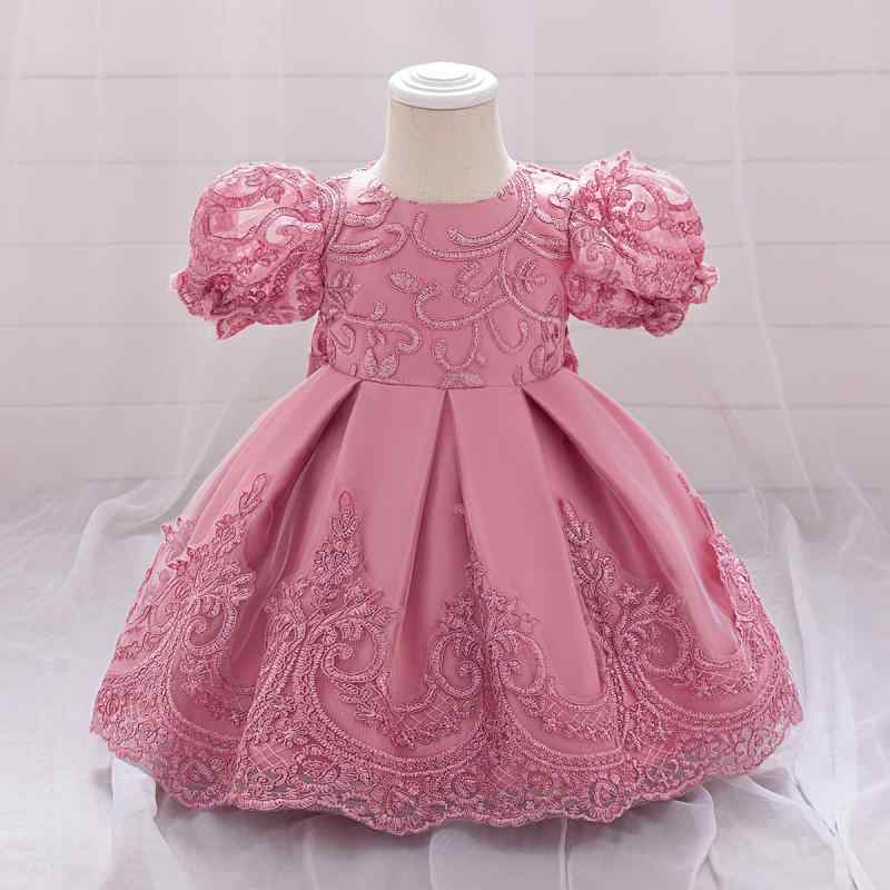 ドレス 女の子 ベビー キッズ パフスリーブ サテン リボン プリンセス フォーマル パーティー 1歳 誕生日 セレモニー 洗礼式 発表会 結婚式 オールシーズン 綿混 高級感 かわいい ピンク ホワイト パープル frontop-13380237 フロントップ楽天市場店 パッケージ画像