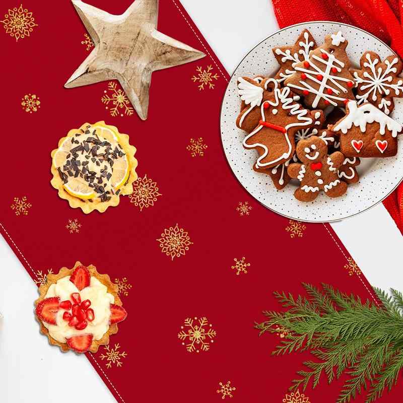 テーブルランナー クリスマスツリー プリント センタークロス 装飾 インテリア リビング ダイニング キッチン 亜麻 リネン 赤 レッド 北欧風 かわいい モダン 敷物 ポリエステル 普段使い ホームパーティー 祝日 華やか
