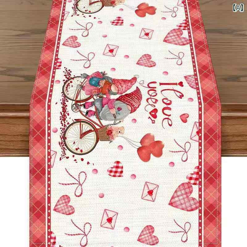 Table Runners - テーブルランナー テーブルセンター テーブルクロス リネン 麻 ポリエステル バレンタイン パーティー ダイニング 敷物 インテリア雑貨 デコレーション 装飾 アメリカン カフェ風 ピンク おしゃれ かわいい 高級感 丈夫 耐久性 長方形 キッチン用品
