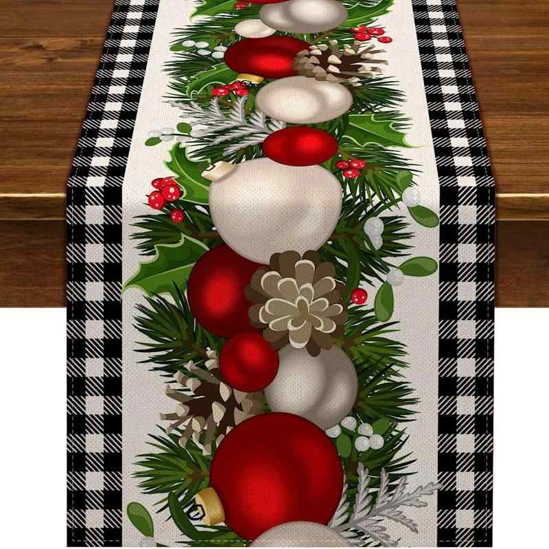 Table Runners - テーブルランナー リネン 麻 クリスマス 卓上装飾 テーブルセンター テーブルクロス 装飾 飾り パーティー デコレーション インテリア アメリカンスタイル ダイニング リビング レストラン 丈夫 高級感 おしゃれ かわいい 雑貨 四角形