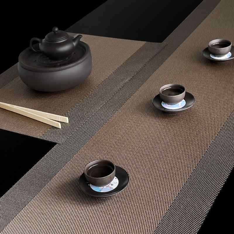 テーブルランナー センター プレースマット クロス シノワズリ オリエンタル 中華風 禅 撥水加工 耐久 汚れにくい PVC素材 高級感 ダイニング ティータイム ゴールド ネイビー ベージュ ロング 長方形