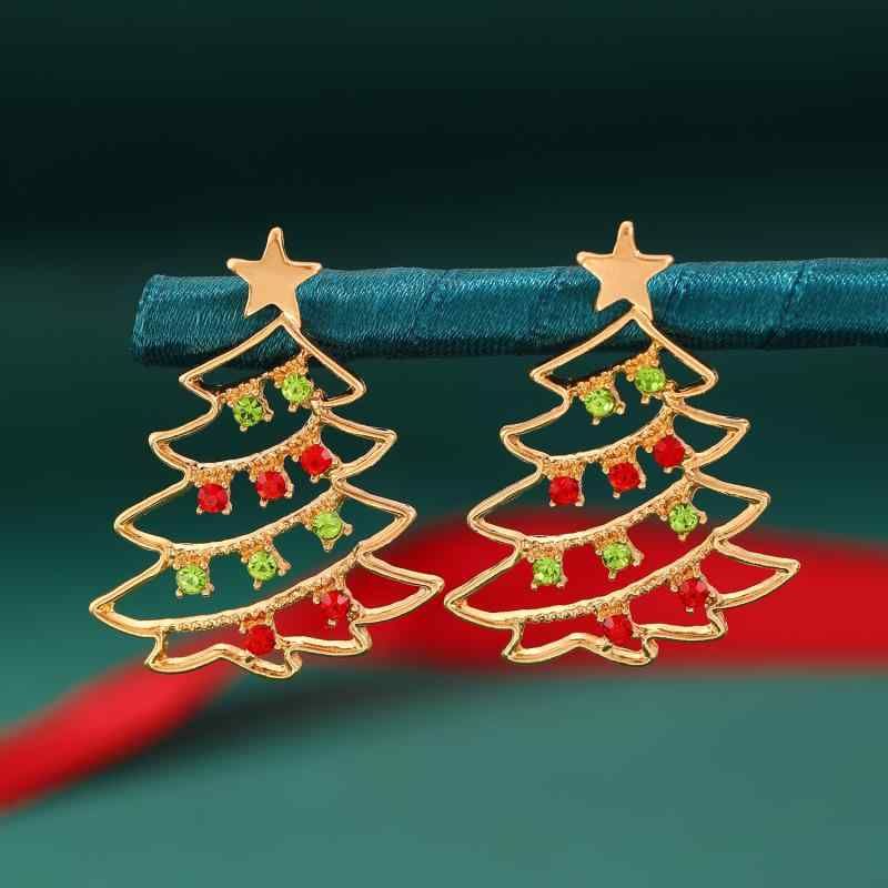 其它 - ピアス レディース クリスマスツリー 星 スター ジルコニア アクセサリー 耳飾り 秋冬 高級感 電気メッキ加工 個性的 カラフル 華やか パーティー 普段使い おしゃれ かわいい ゴールド レッド グリーン 合金