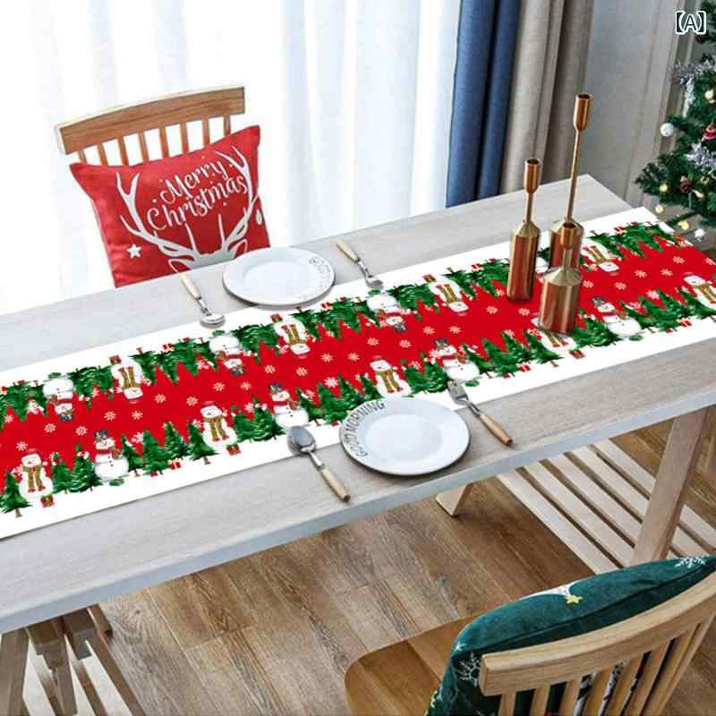 テーブルランナー テーブルフラッグ テーブルクロス クリスマス デコレーション リネン風 麻調 チェック柄 北欧風 モダン 耐久性 防汚 汚れ防止 赤 ワインレッド ダイニング キッチン リビング パーティー ポリエステル