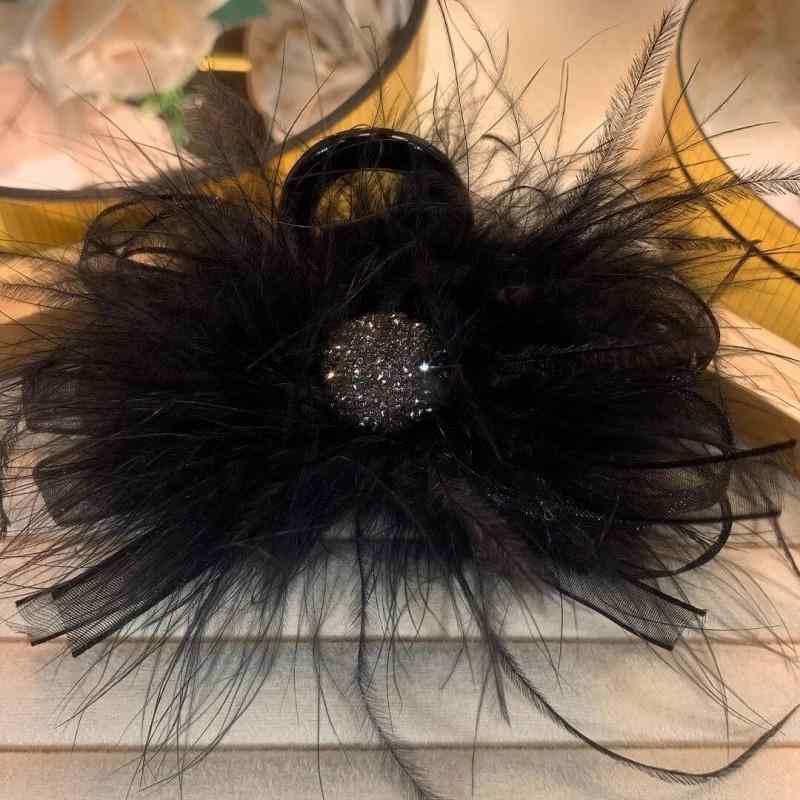 バンスクリップ レディース ヘアアクセサリー 髪留め フェザー 羽 オーストリッチ ...