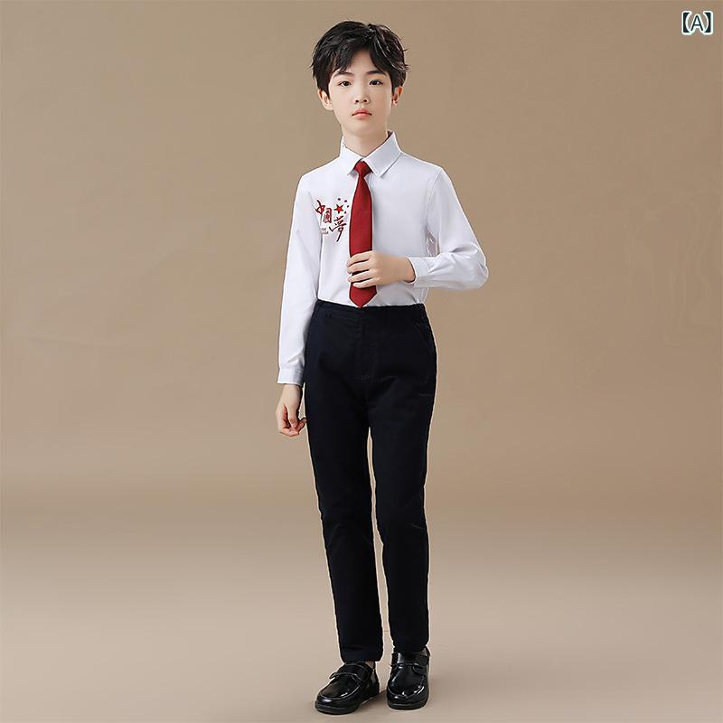乐天商城 - セットアップ 男の子 女の子 キッズ 子供服 フォーマルスーツ 合唱 発表会 ステージ衣装 英国風 トラッド 綿 コットン 柔らかい 快適 通気性 吸汗性 高級感 レッド ホワイト 春夏