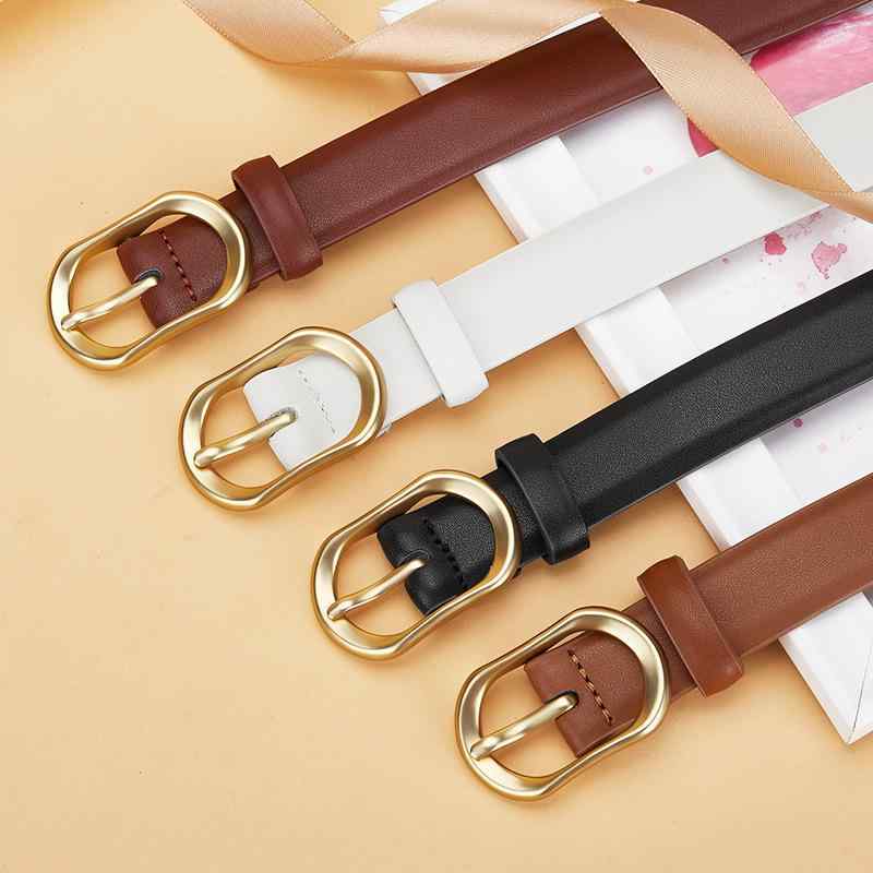 ベルト レディース レザー カウレザー 細め ピンバックル 韓国 シンプル 華奢 上品 ウエストマーク パンツ スカート ジーンズ ビジネス オフィス 通勤 春夏 ブラック ホワイト ブラウン 高級感 かわいい おしゃれ 柔らかい